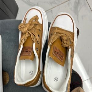 Brown and White Casual Fashion Sneakers - NWT- Unisex